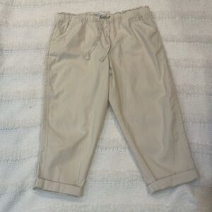 Sonoma Mid Rise Capri pants khaki tan elastic drawstring waist women’s PL petite